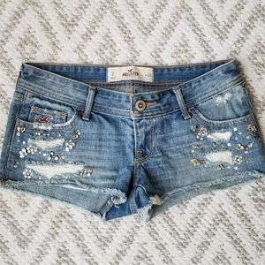 Hollister Low Rise Rhinestone Mini Shorts Size 0